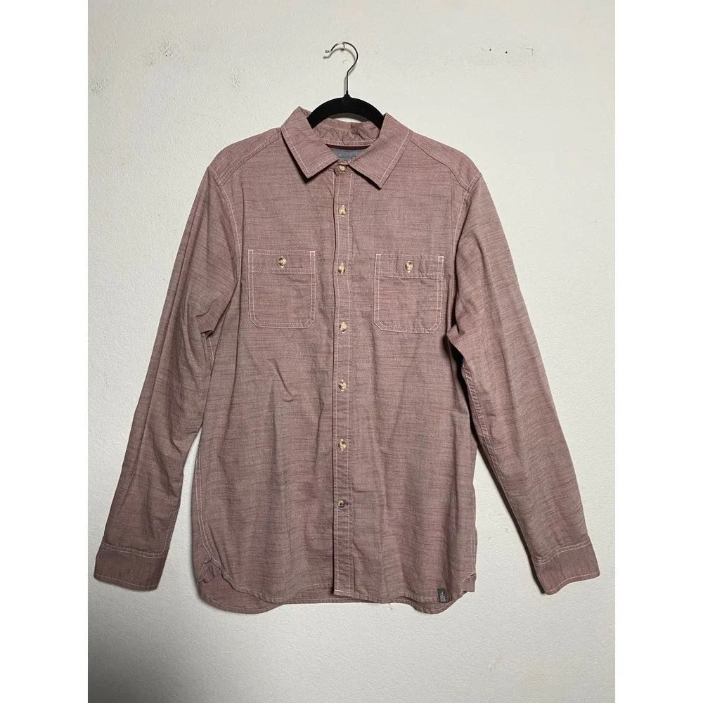 The North Face Long Sleeve Button Down Mens M Dusty Rose Chambray Outdoor Casual